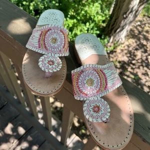 Jack Rogers Jacks Flip Flop sz 5.5 Pink w/ gold sequins